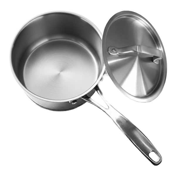 1.8 qt. Matte Polished Nickel Free Stainless Steel Saucepan with Lid Non Toxic Thick Bottom Induction Set