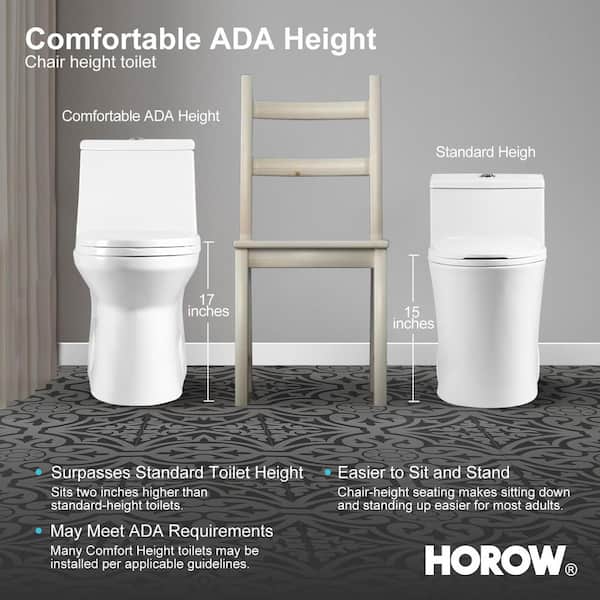 HOROW 1-piece 0.8 GPF/1.28 GPF High Efficiency Dual Flush