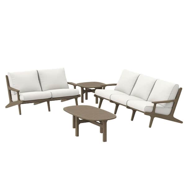 Saratoga 4-Piece Outdoor Furniture Set in Weathered Gray