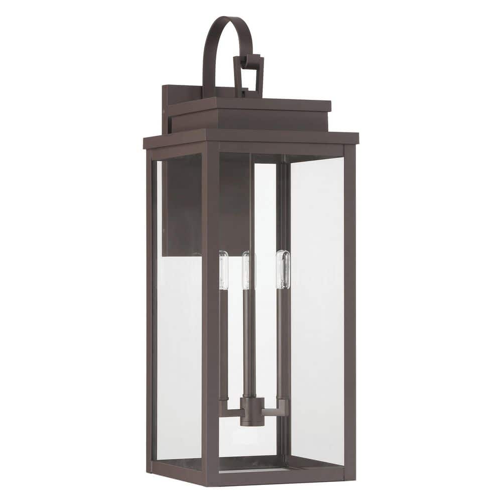 Hillside 31-inch 3-light Dark Bronze Exterior Wall Sconce with Clear Glass price history on PriceWatchPro