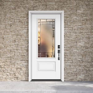 Performance Door System 36 in. x 80 in. 3/4-Lite Left-Hand Inswing Element White Smooth Fiberglass Prehung Front Door