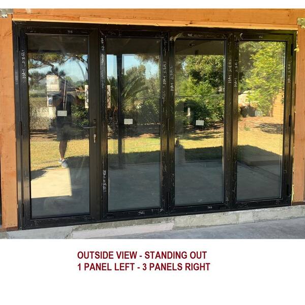 TEZA DOORS 120 in. x 80 in. Black Aluminum 1-Left 3-Right/Outswing Bifold Patio Door