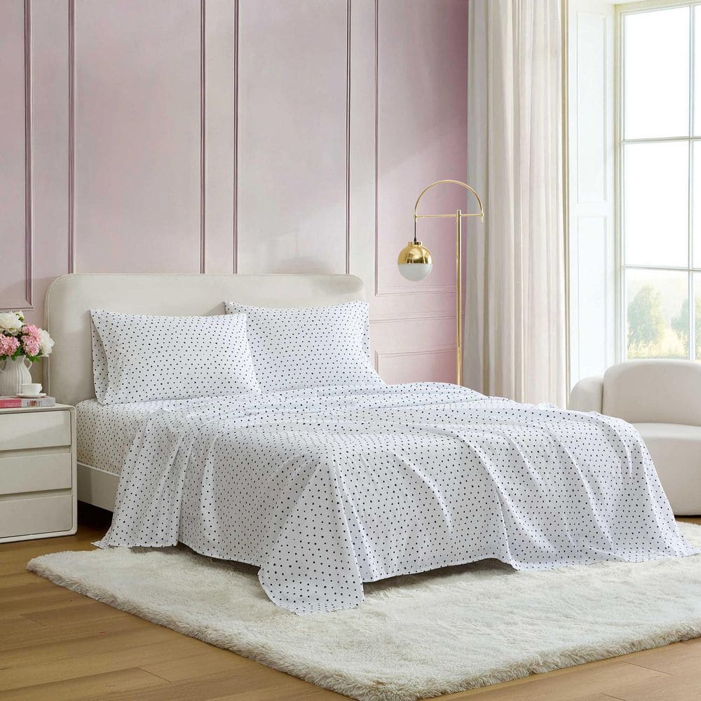 Polka Dot Heart 4-Piece Black Microfiber Full Sheet Set price history on PriceWatchPro