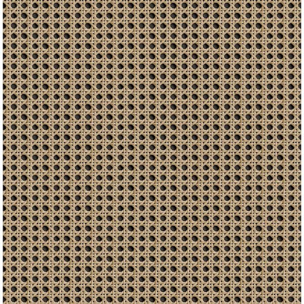 NuWallpaper Honey Brown Rattan Caning Peel and Stick Wallpaper Sample