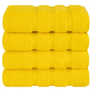 4 Piece 100% Turkish Cotton Hand Towel Set - Lemon Yellow
