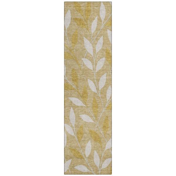 Chantille Machine Washable Indoor/Outdoor Abstract ACN3033 Gold 2 ft. x 7 ft. Runner Rug
