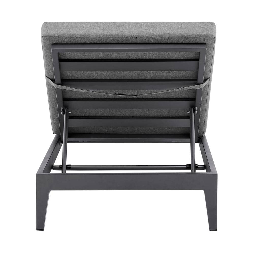 Menorca Gray Aluminum Outdoor Adjustable Chaise Lounge with Cushions