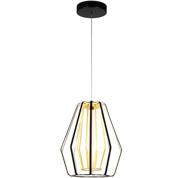 pasentel Modern 27-Watt 1-Light Black and Gold Integrated LED Pendant Light Fixture for Kitchen Island