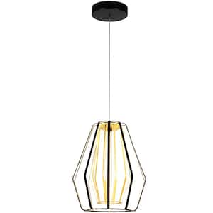 Modern 27-Watt 1-Light Black and Gold Integrated LED Pendant Light Fixture for Kitchen Island