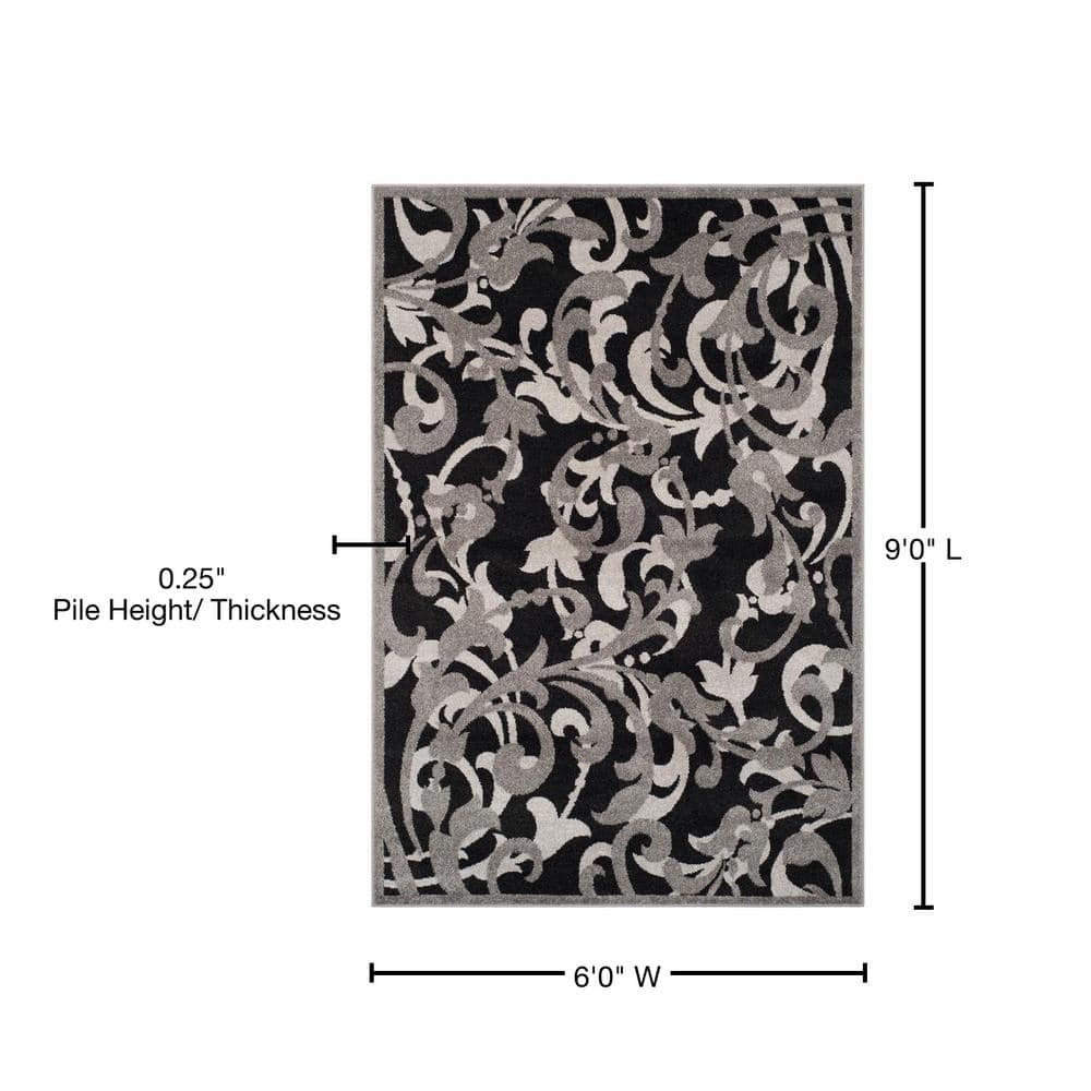Gray 6' x 9' Stain-Resistant Synthetic Rectangular Rug