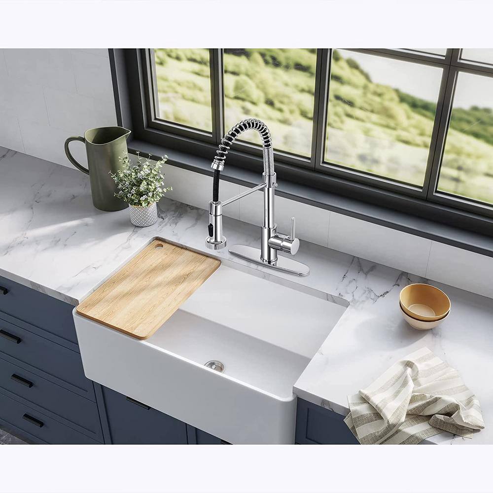 Polished Chrome Stainless Steel Pull Down Kitchen Faucet with Spray