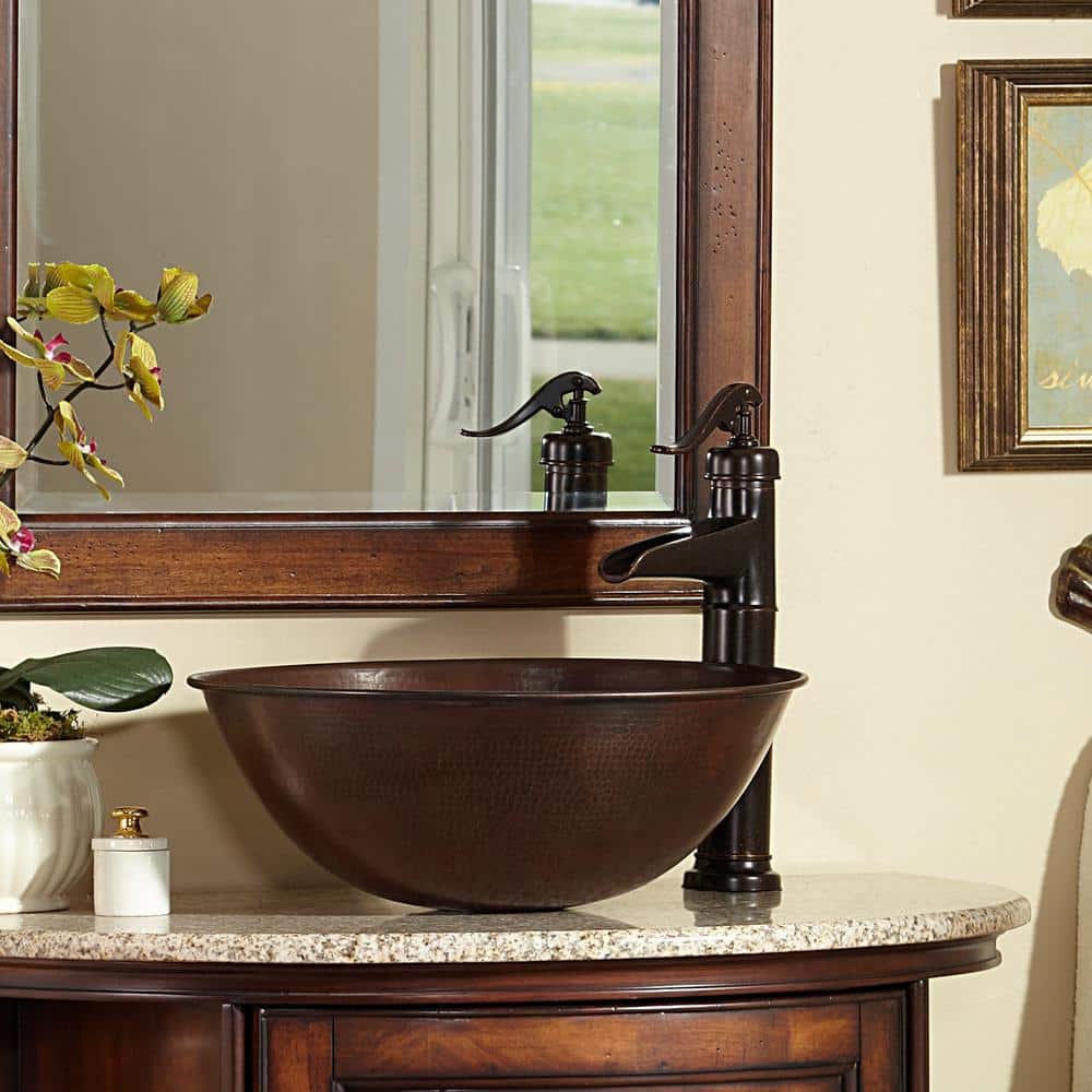 Hubble 16" Hand-Hammered Copper Vessel Sink with Faucet Kit