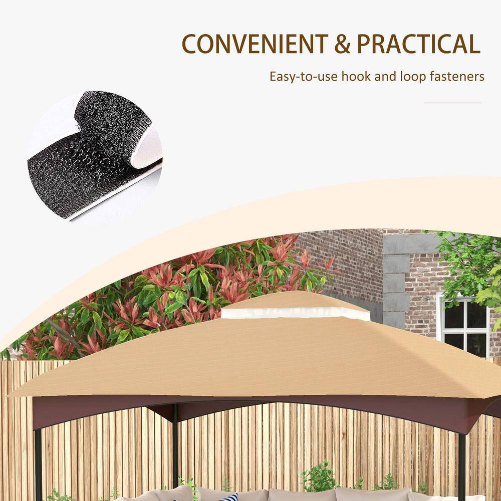 Beige 10' x 12' 2-Tier Gazebo Canopy Replacement with Drainage Holes