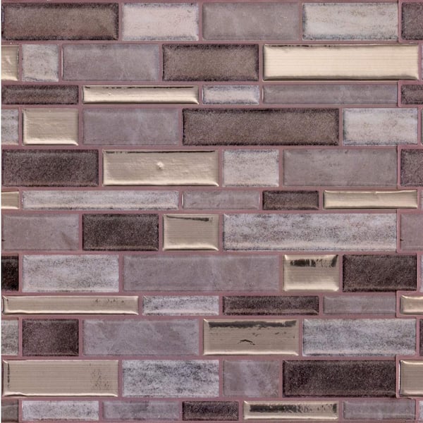 10.5 in x 10.5 in Earth and Grey Mosaic Backsplash Vinyl Peel and Stick Wall Tile (4-Pack)