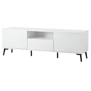 70 in. W x 15.6 in. D x 21.7 in. H White Linen Cabinet with Doors, Drawers and TV Stand Fits TV's up to 70 in.