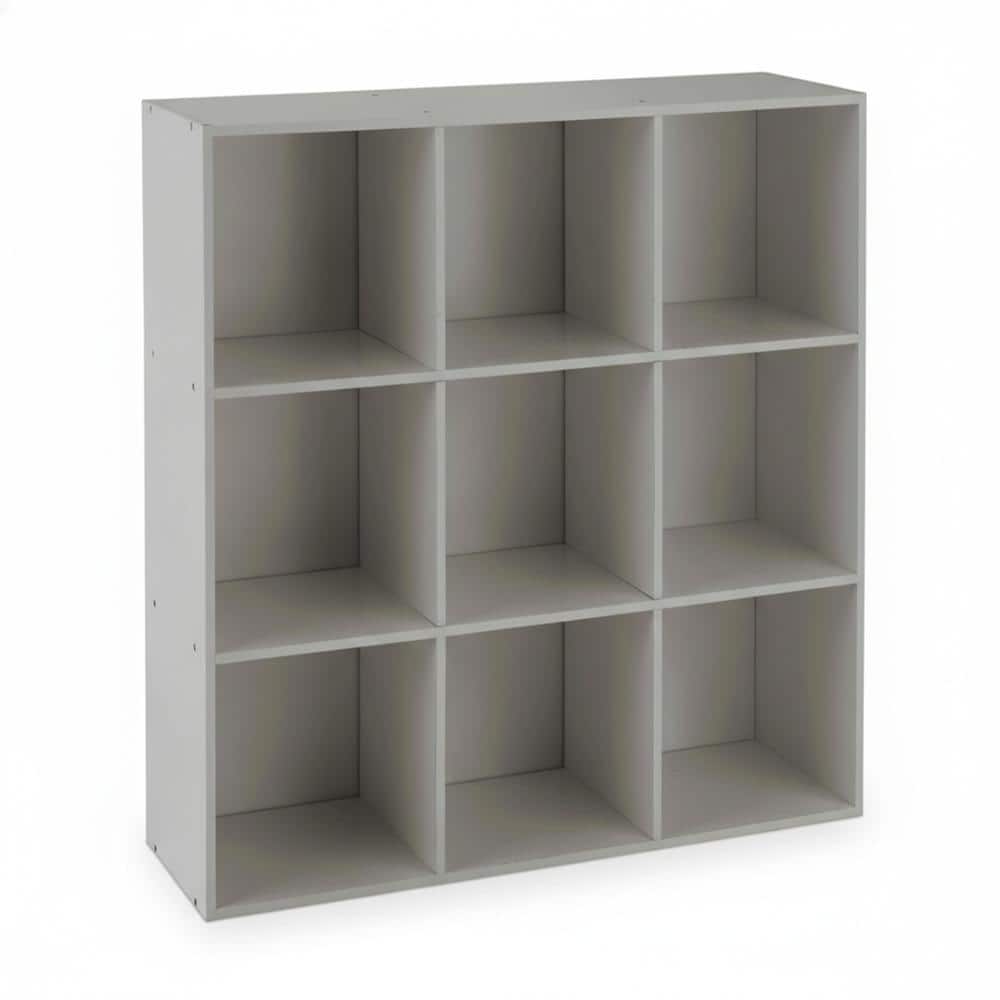 36 in. H x 36 in. W x 11.5 in. D Grey Wood 9- Cube Organizer