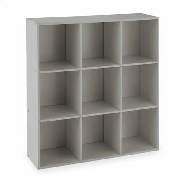 36 in. H x 36 in. W x 11.5 in. D  Grey Wood 9- Cube Organizer