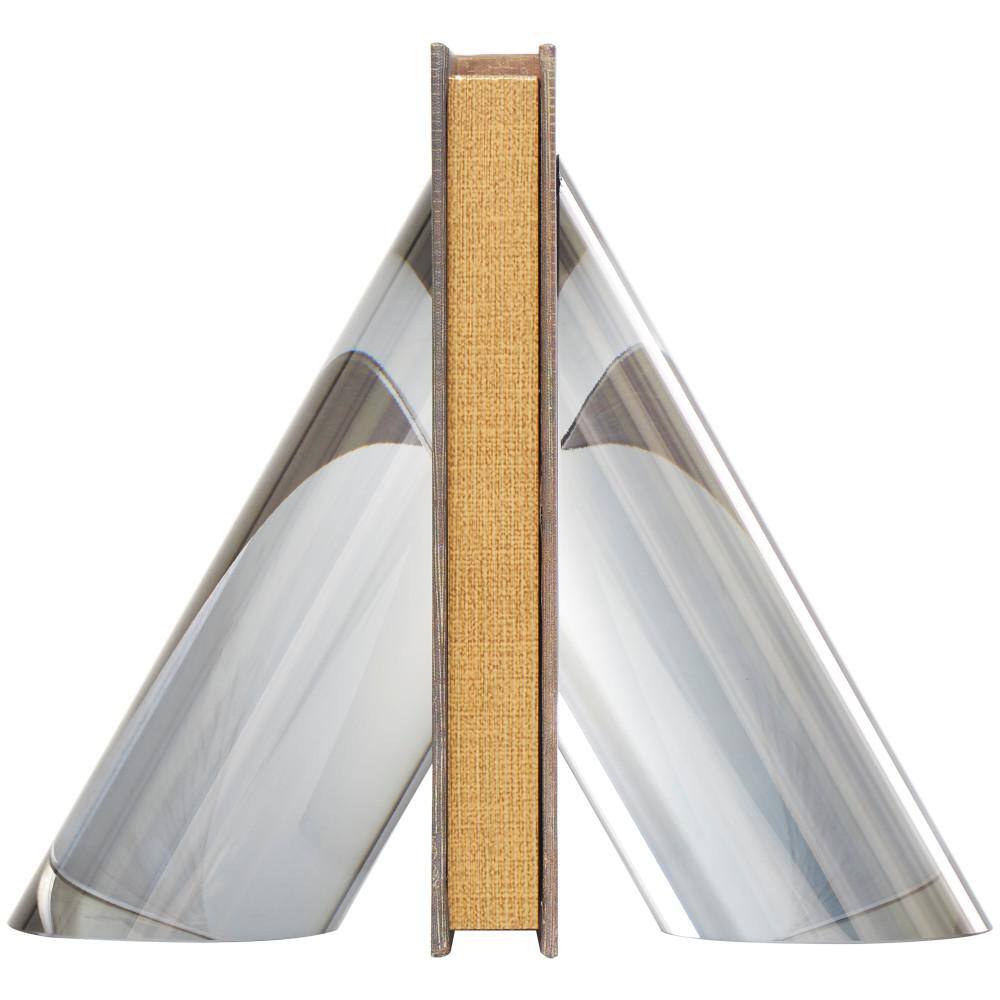 Silver Glass Pyramid Shaped Non-Skid Bookends, Set of 2
