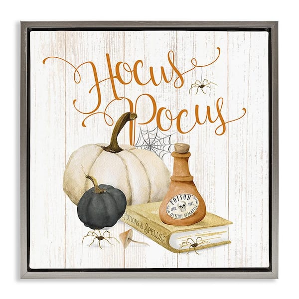 Stupell Industries Hocus Pocus Halloween Phrase by Deane Beesley 1-Piece Floater Frame Graphic Print Typography Art Print 18 in. x 18 in.