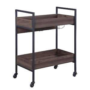 Industrial Style Kitchen Cart, Walnut and Black