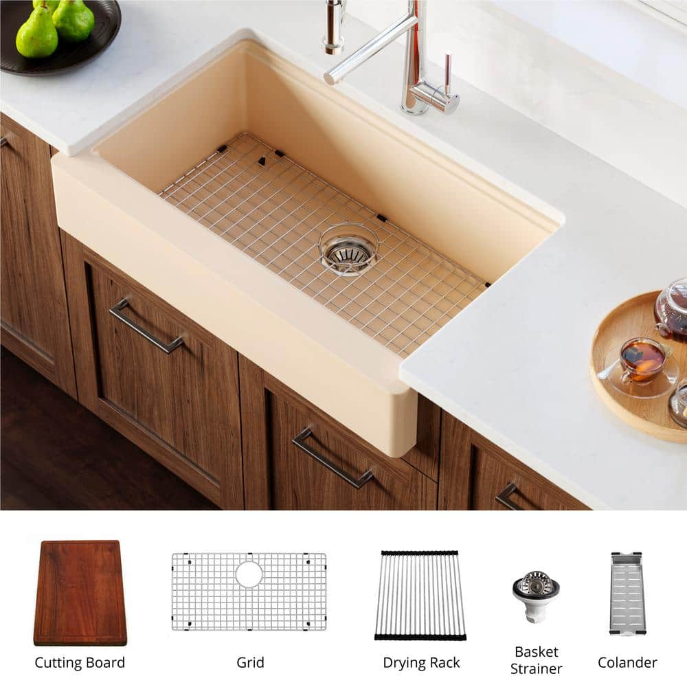 Karran Qarws Quartz In Single Bowl Retrofit Farmhouse Apron