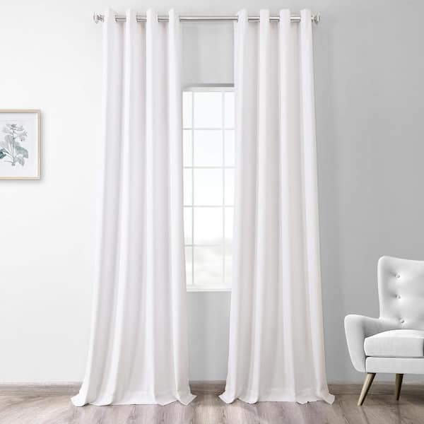 Exclusive Fabrics & Furnishings Snow White Solid Grommet Room Darkening Curtain - 50 in. W x 84 in. L