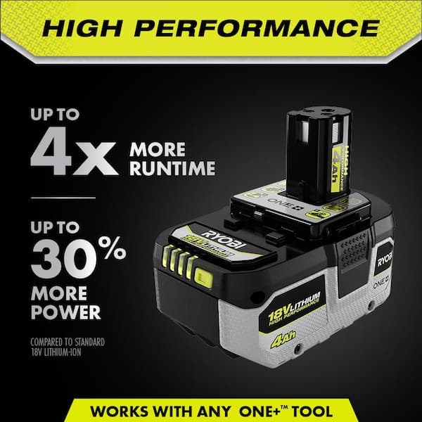 ONE+ 18V Lithium-Ion 4.0 Ah HIGH PERFORMANCE Battery with (2) 2.0 Ah HIGH PERFORMANCE Batteries