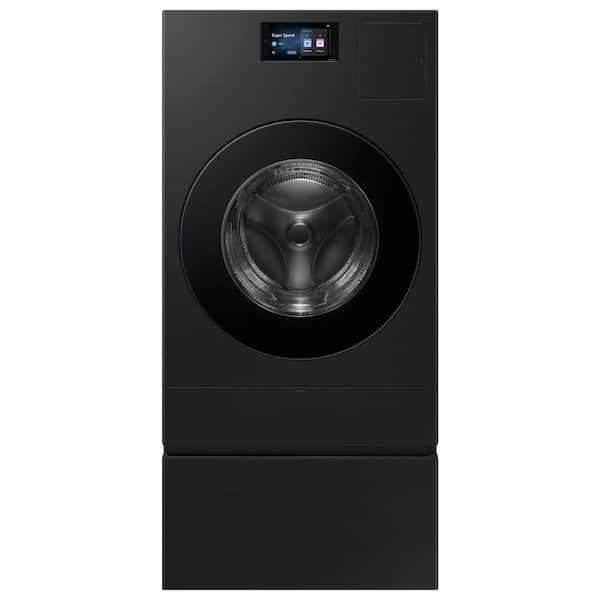 27 in. Laundry Pedestal in Brushed Black with Storage Drawer for All-In-One Model