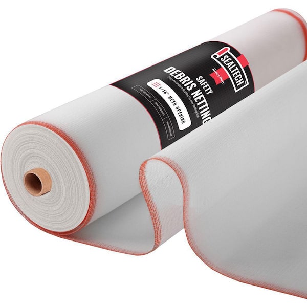White-10 ft.. X 50 ft. Debris Netting Rolls - Fire Retardant, 1/16 in. Mesh Roll