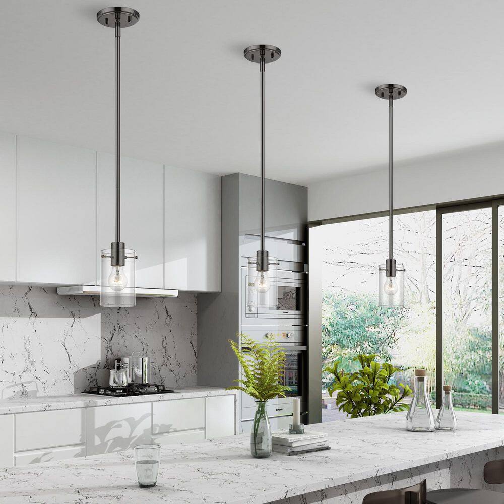 Munich Mini Pendant in Black Chrome with Clear Glass Shade