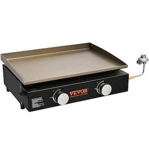 Flat Top Griddle 22.4 in. Heavy-Duty Gas Griddle 2-Burner Countertop Gas Grill with Non-Stick Cooking Plate
