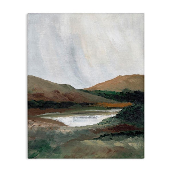 Stupell Industries Two Mountains with Pond by Nikita Jariwala Unframed Nature Graphic Art Print 40 in. x 30 in.