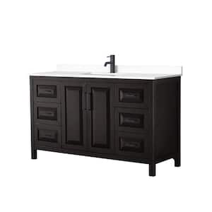 Daria 60 in. W x 22 in. D x 35.75 in. H Single Bath Vanity in Dark Espresso with White Cultured Marble Top
