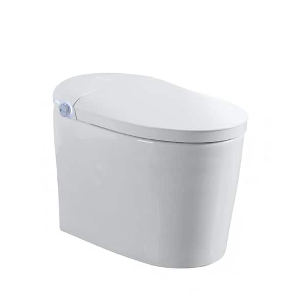 Elongated Bidet Toilet 1.28 GPF in White with Rader Sensor, Massage Wash, Remote Control