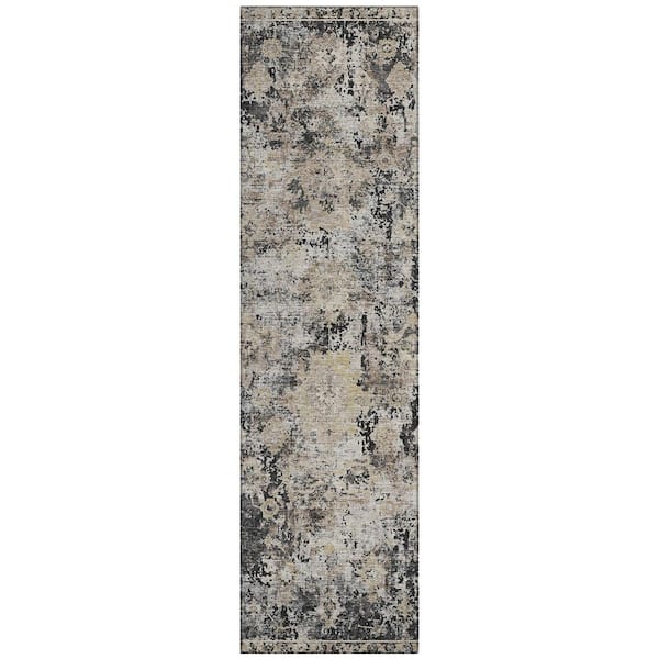 Chantille Machine Washable Indoor/Outdoor Abstract ACN3116 Black 2 ft. x 7 ft. Runner Rug