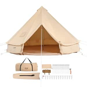 10-12 Person Canvas Glamping Bell Tent, Breathable Waterproof Yurt Tent, 20 ft. x 20 ft. x 138 in. (Diameter 6M)