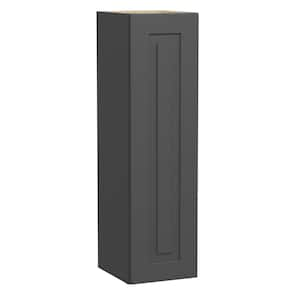 Grayson Deep Onyx Painted Plywood Shaker Assembled Wall Kitchen Cabinet Soft Close 15 in W x 12 in D x 42 in H