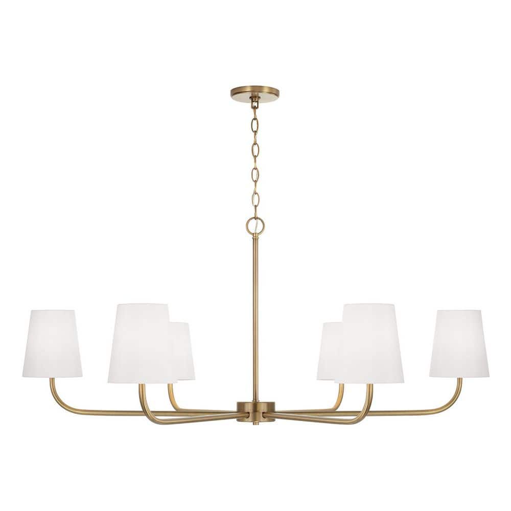 Brody 47 in. 6-Light Aged Brass Chandelier with White Fabric and No Bulbs Included price history on PriceWatchPro