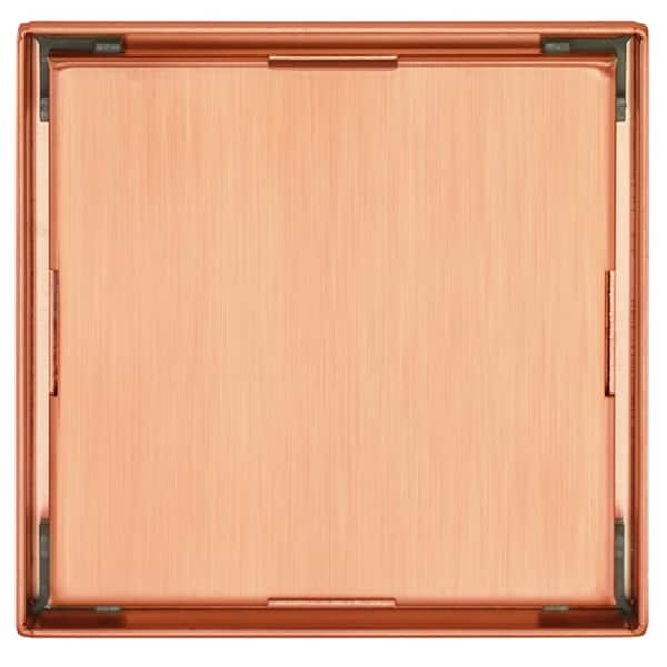 Elegante Drain Collection 6 in. Square Stainless Steel Shower Drain with Tile Insert in Rose Gold