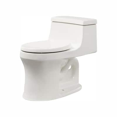 San Souci 12 in. Rough In 1-Piece 1.28 GPF Single Flush Round Toilet in White Seat Included