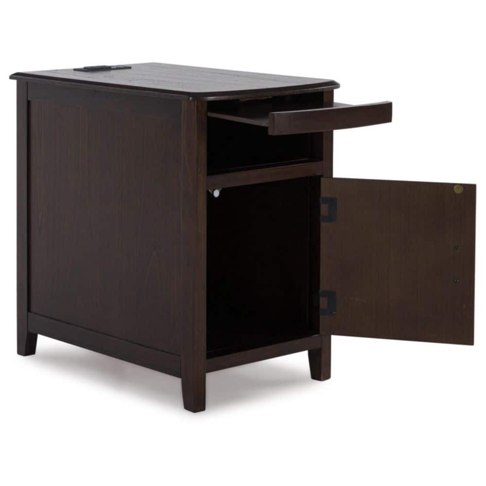Dark Brown Mindi Wood Rectangular End Table with Storage