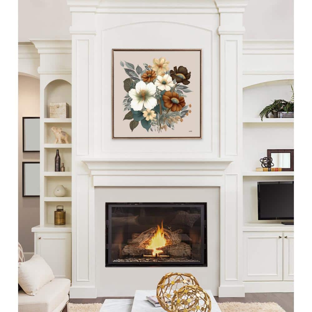Blossom Symphony Gold Framed 30"x30" Canvas Wall Art