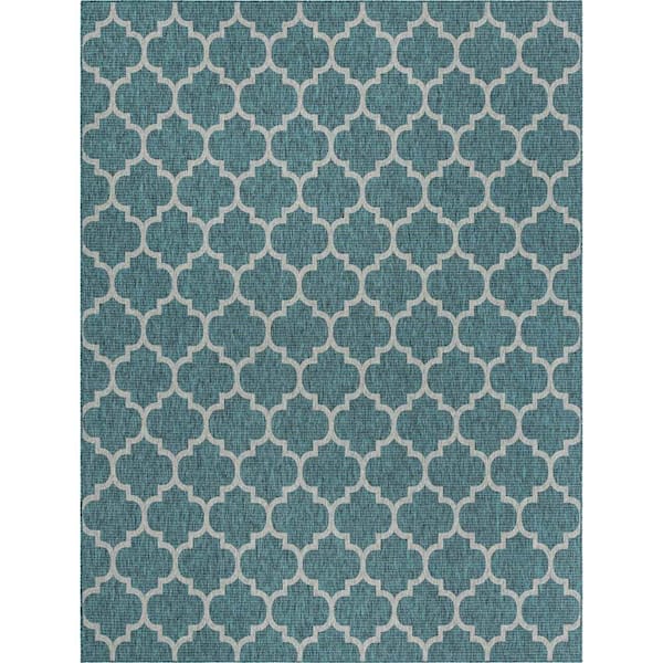 Unique Loom Outdoor Trellis Teal 10 ft. x 13 ft. 1 in. Area Rug