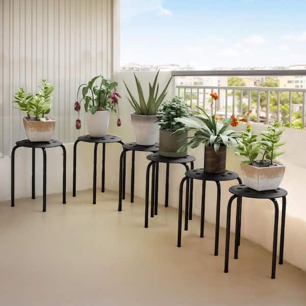 Patio Black Plastic Stacking Chairs (Set of 6)