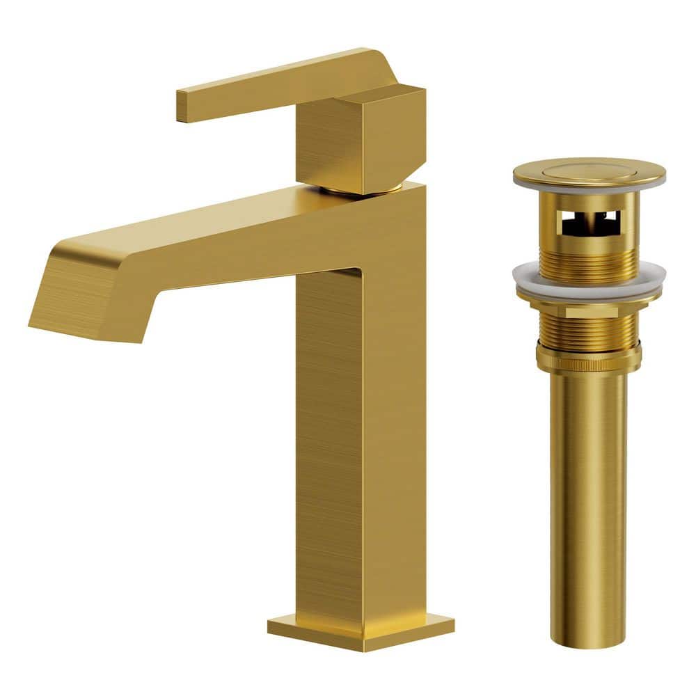 GRANDJOY Single Hole Bathroom Faucet with Pop up Drain and Supply