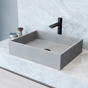 Coca Gothic Gray Concreto Stone 15 in. L x 19 in. W x 5 in. H Rectangular Vessel Bathroom Sink