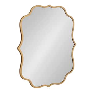 Higby 30.25 in. H x 24.00 in. W Scalloped Metal Framed Gold Mirror
