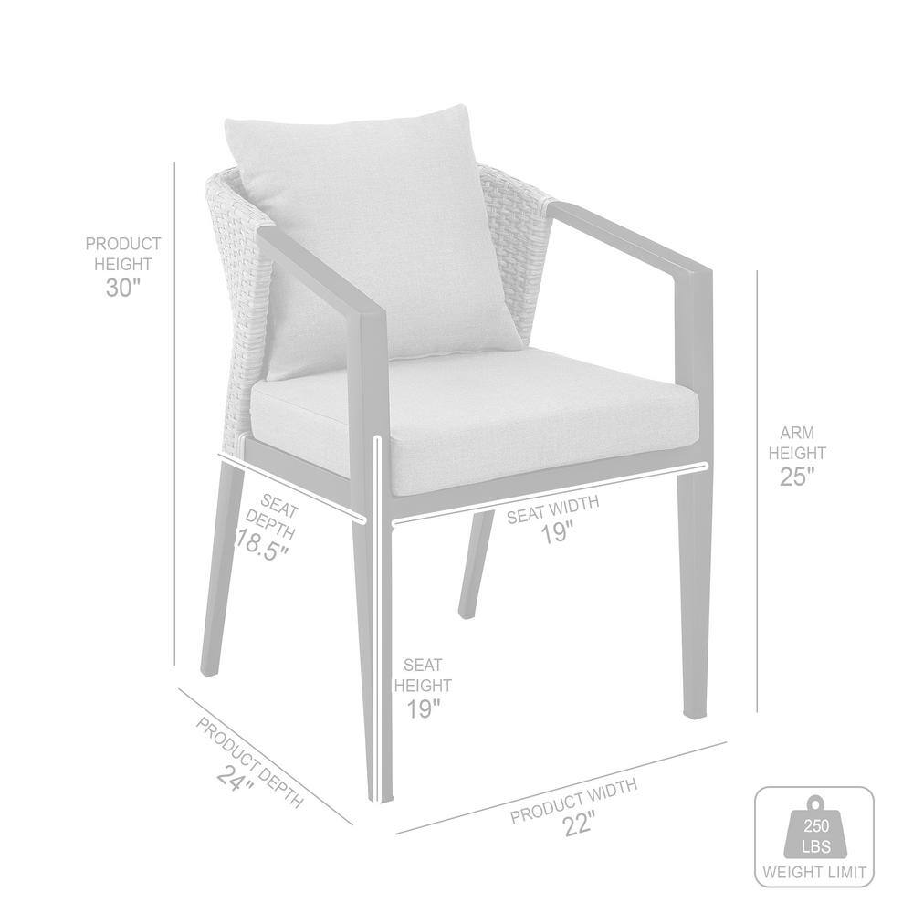 Aileen Gray and Black Aluminum Wicker Outdoor Dining Chairs with Cushions, Set of 2