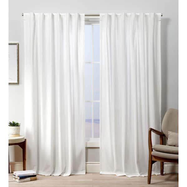 EXCLUSIVE HOME Velvet Winter White Solid Polyester 52 in. W x 84 in. L Hidden Tab Top Light Filtering Curtain Panel (Double Panel)