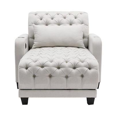 Beige Polyester Ottoman Chaise Lounge for Small Space with Pillow OSB4039 -  The Home Depot